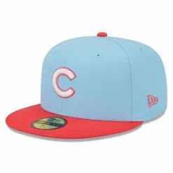 Men's Chicago Cubs New Era Light Blue/Red Spring Color Two-Tone 59FIFTY Fitted Hat