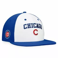 Men's Chicago Cubs Fanatics Branded White/Royal Iconic Color Blocked Fitted Hat