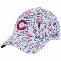 Toddler Chicago Cubs New Era White Pattern 9FORTY Flex Hat