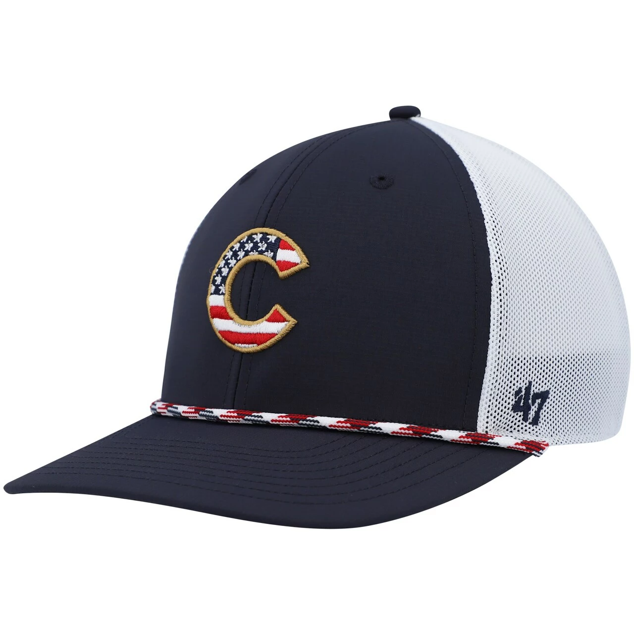 Men's Chicago Cubs '47 Navy/White Flag Fill Trucker Snapback Hat