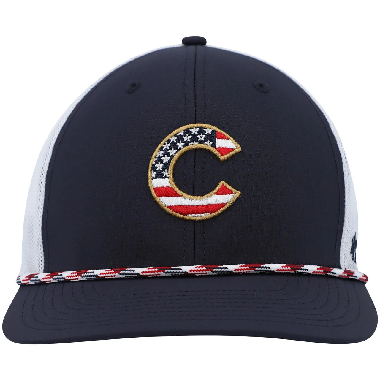 Men's Chicago Cubs '47 Navy/White Flag Fill Trucker Snapback Hat - Image 2