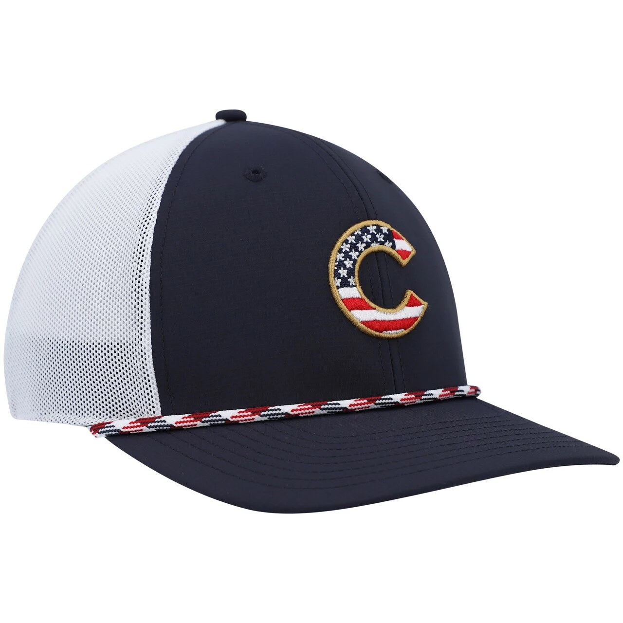Men's Chicago Cubs '47 Navy/White Flag Fill Trucker Snapback Hat - Image 3