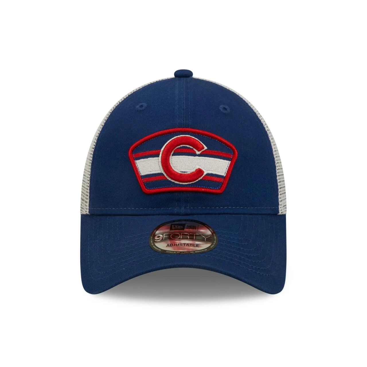 Men's Chicago Cubs New Era Royal/White Logo Patch 9FORTY Trucker Snapback Hat - Image 2