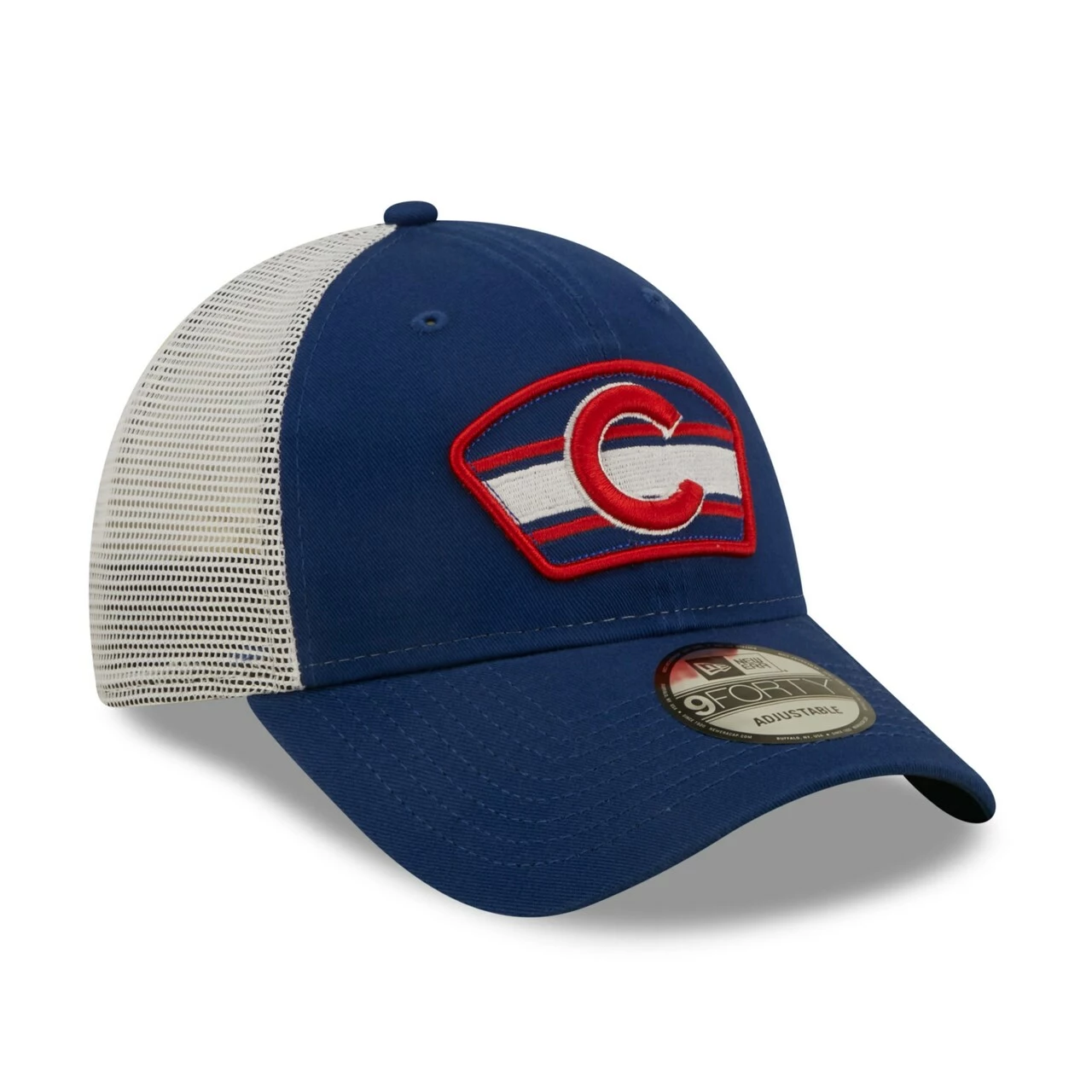 Men's Chicago Cubs New Era Royal/White Logo Patch 9FORTY Trucker Snapback Hat - Image 3